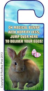 An Easter Bunny door hanger bearing a magical Easter rhyme
