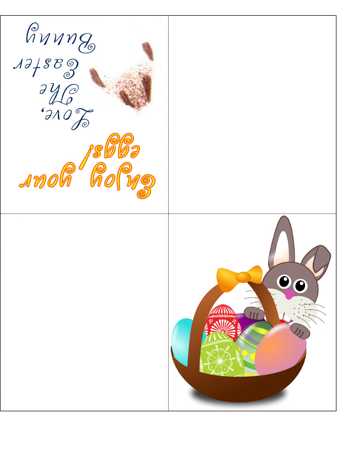 Easter Bunny Four Fold Card Enjoy Your Eggs Rooftop Post Printables
