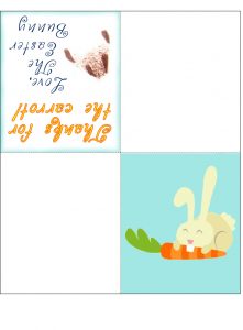 Card from the Easter Bunny saying thanks for the carrot