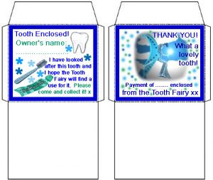 Matching tiny Tooth Fairy envelopes for teeth and money