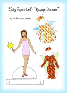 Fairy paper doll with autumn outfits