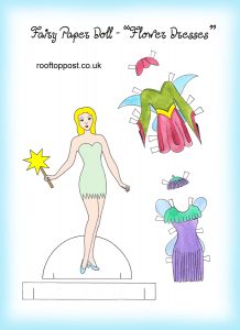 Fairy paper doll with flowery outfits