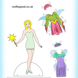 Fairy paper doll with flowery outfits