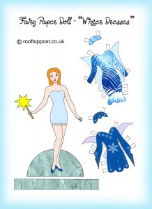 Fairy paper doll with winter outfits