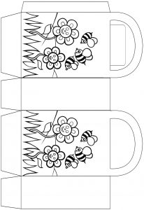 Bees and flowers party bag to colour in