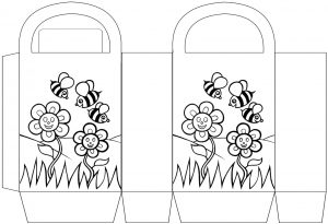Bees and flowers party bag to colour in