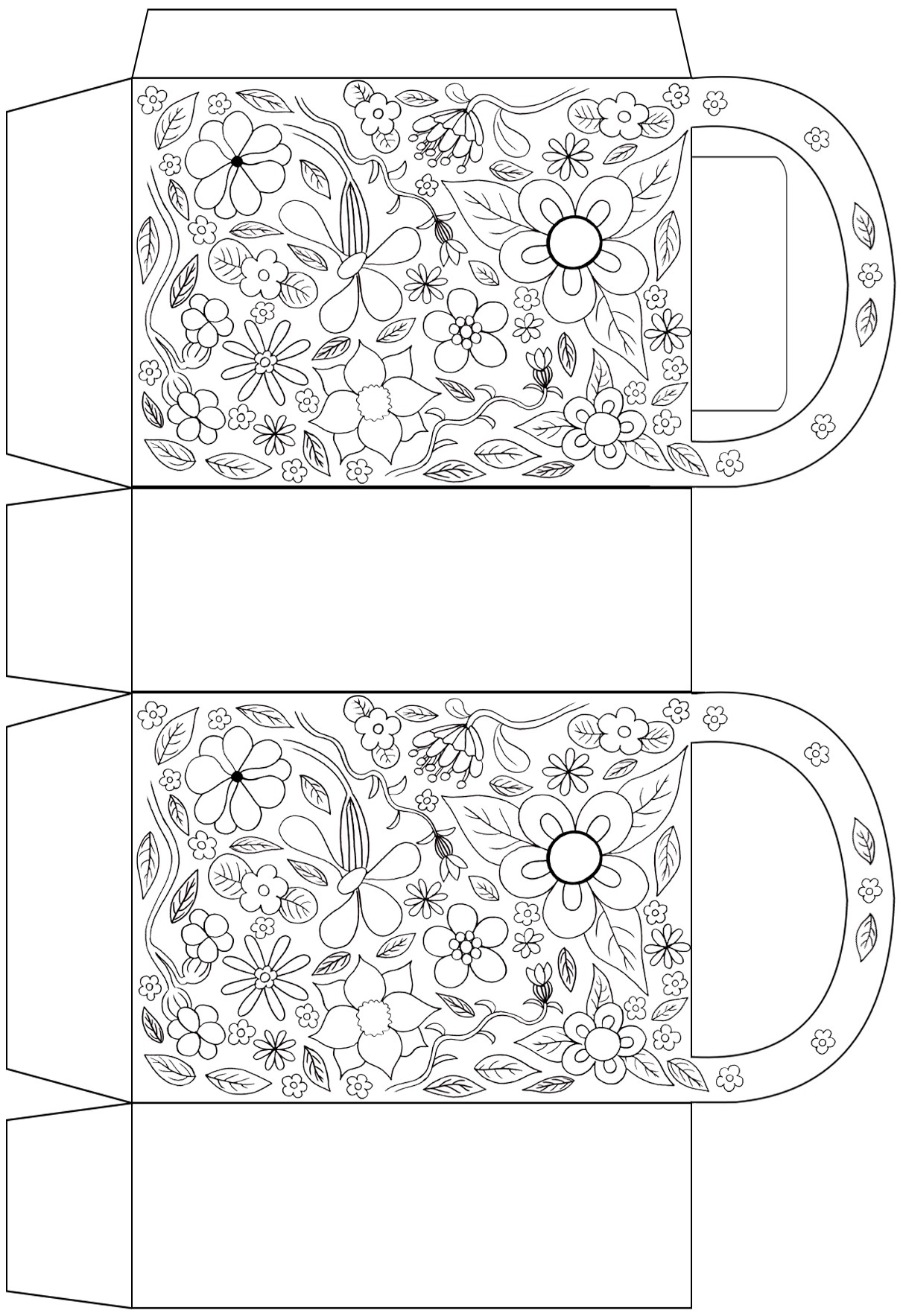 Garden flowers gift bag to colour in