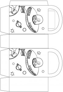 Alien party bag to colour in