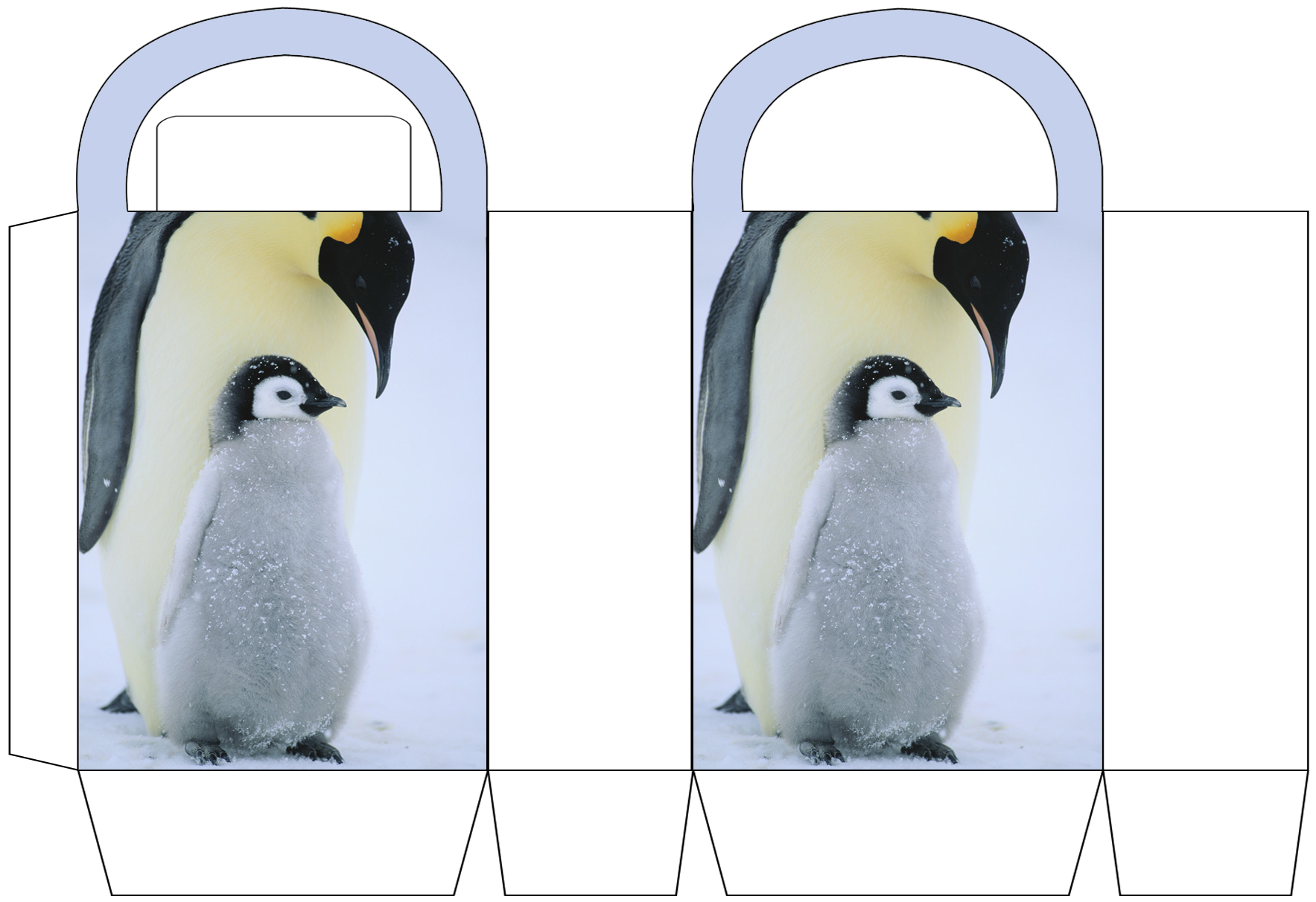 A printable party bag with a penguin design