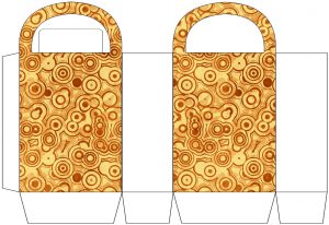 A printable party bag decorated with an attractive butterscotch swirl design. Just print and assemble.