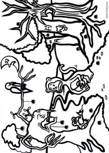 Free printable colouring page of a haunted forest