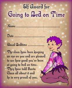 Free printable certificate from the elves saying well done for going to bed on time