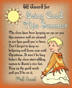 Free printable certificate from the elves saying well done for being good over the summer