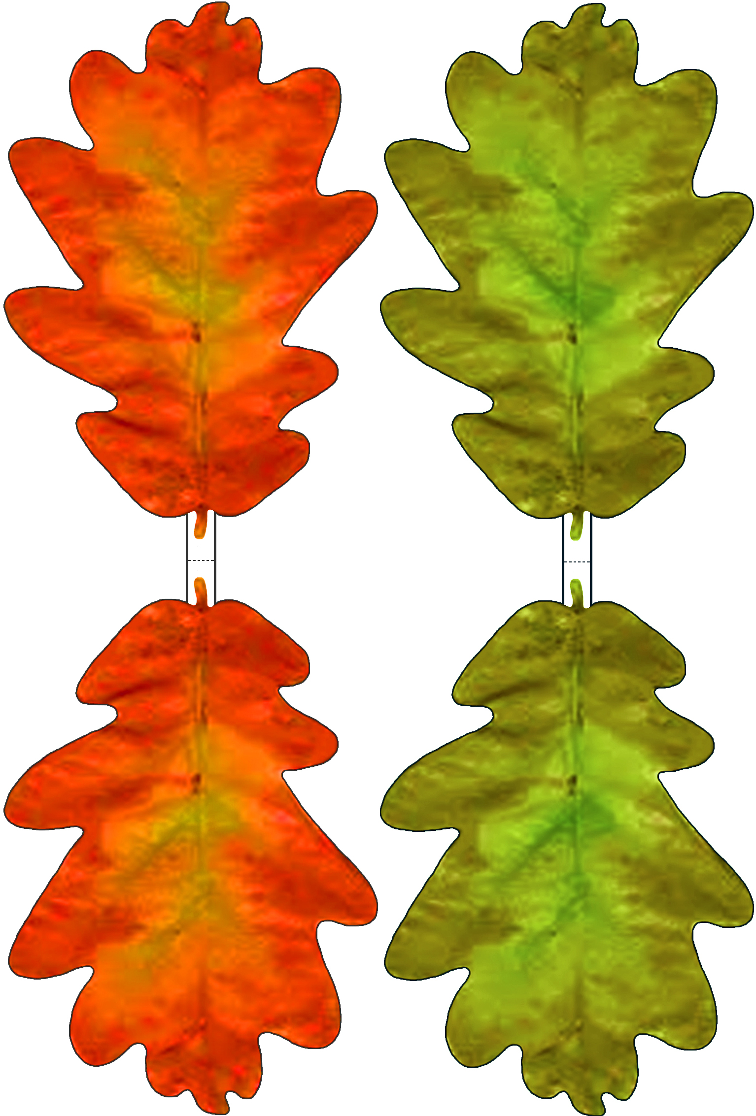 Green and Red Paper Oak Leaf Decoration Rooftop Post Printables