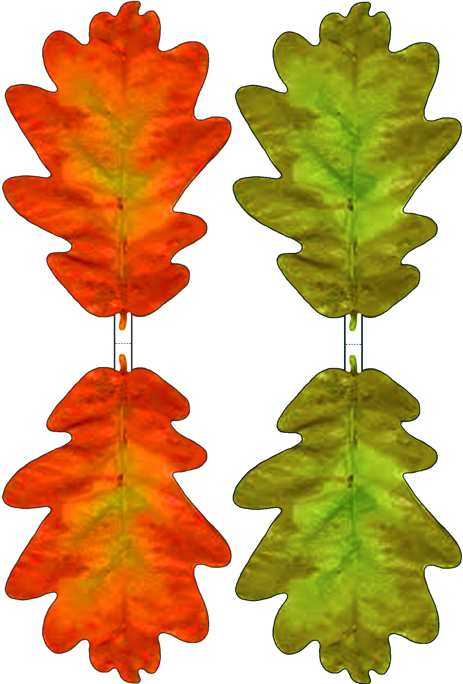 Green And Red Paper Oak Leaf Decoration Rooftop Post Printables