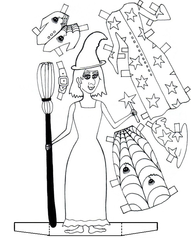Cut out and colour in this witchy paper doll!