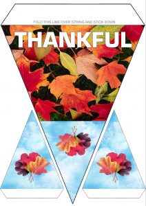 Printable Thanksgiving decoration reading "Thankful"