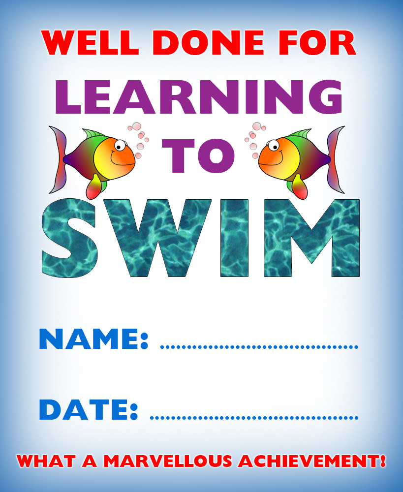 Certificate Of Achievement Well Done For Learning To Swim Rooftop 