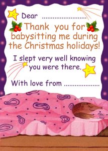 Thank You for Babysitting During the Christmas Holidays
