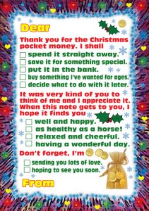 Thank you note - Thank You for My Christmas Pocket Money