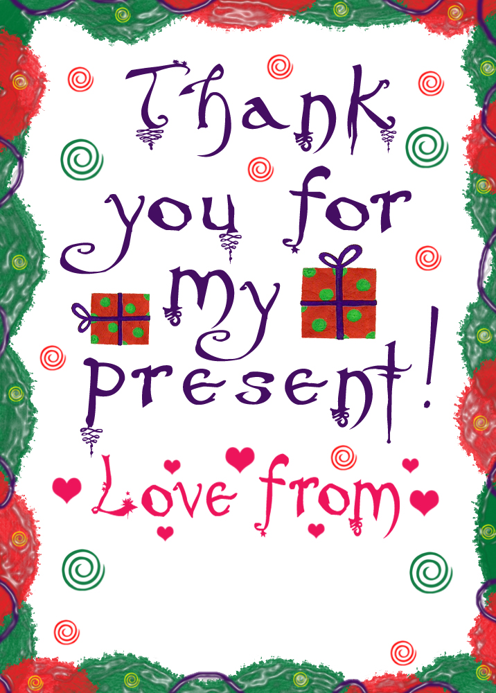 Printable thank you note - thanks for my present