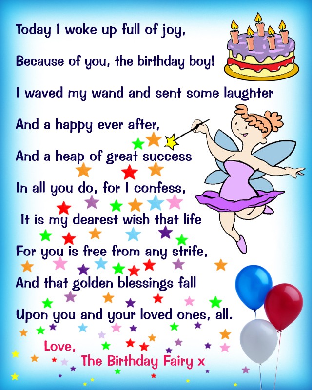 Birthday Fairy Poem Message For A Boy Rooftop Post Printables