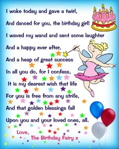Birthday Fairy Poem: Message for a Girl