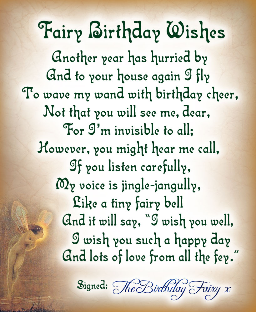 Fairy Birthday Wishes Poem Rooftop Post Printables