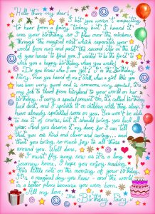 Letter from the Birthday Fairy (for a girl)