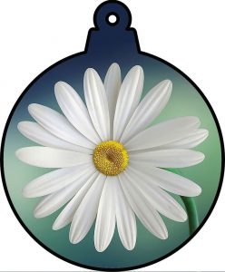 A printable bauble decoration of a daisy.