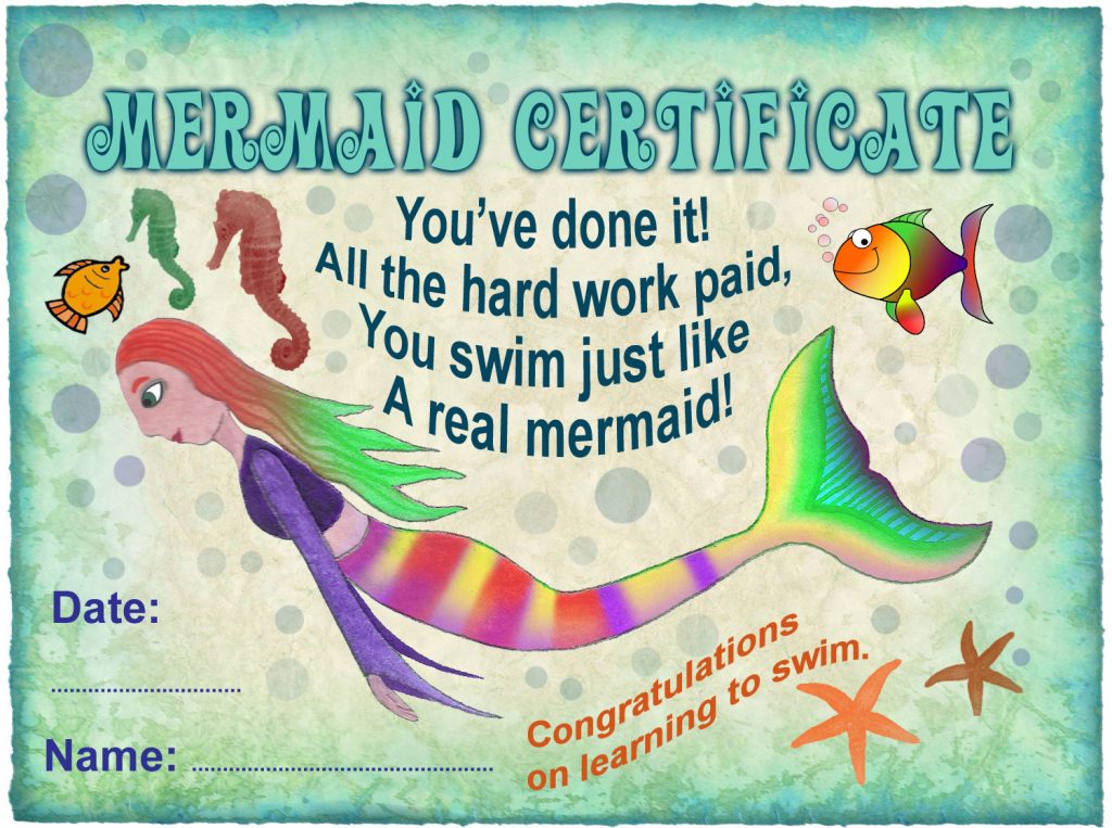 Learning to Swim - free mermaid certificate