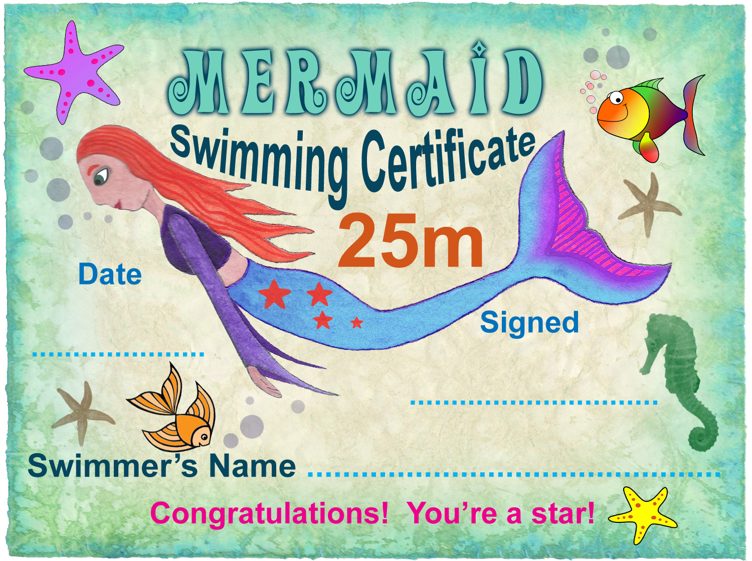 Free 25m Mermaid Swimming Certificate