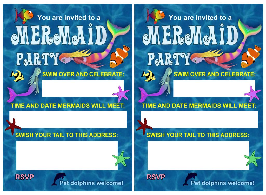 Blue Sea Mermaid Party Invitation