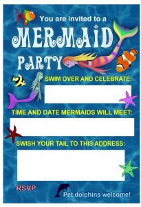 Blue Sea Mermaid Party Invitation