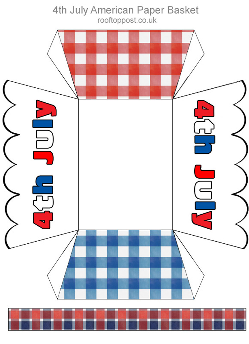 Paper basket to print for USA Independence Day