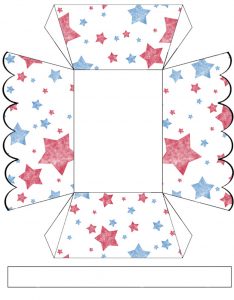 Free printable treat basket decorated with American red and blue stars