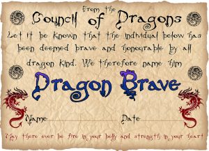 Free printable Bravery Certificate from the Council of Dragons - for a boy