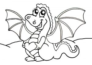 Cute dragon to print and colour in