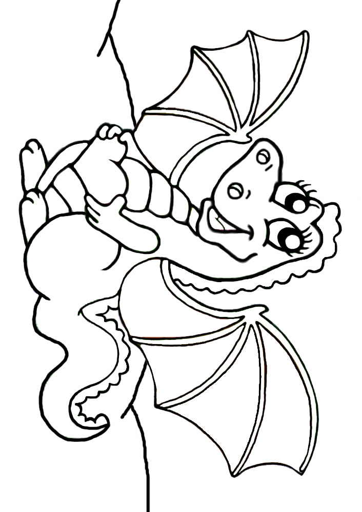 Cute dragon to print and colour in
