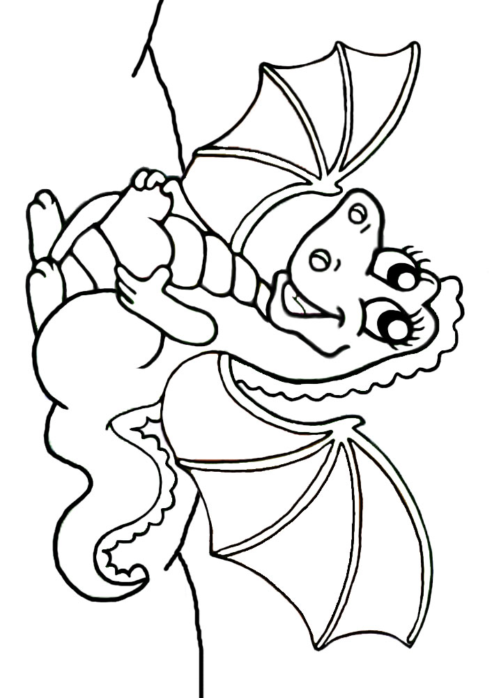 Colouring: Cute Dragon Carrying Heart | Rooftop Post Printables