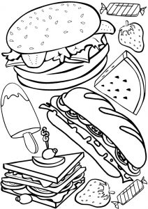 Snacks printable colouring