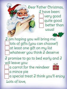 Letter to Father Christmas where child can select answers