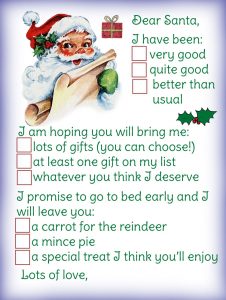 Letter to Santa where child can select answers