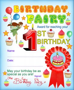 Award from the Birthday Fairy for reaching your second birthday