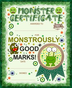 Monster certificate for good marks