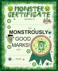 Monster certificate for good marks