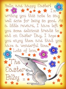 Free printable note from the Easter Bilby