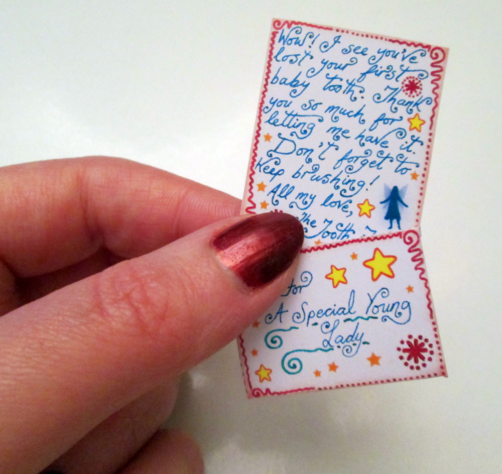 Miniature Tooth Fairy and matching envelope for a child's 1st Tooth
