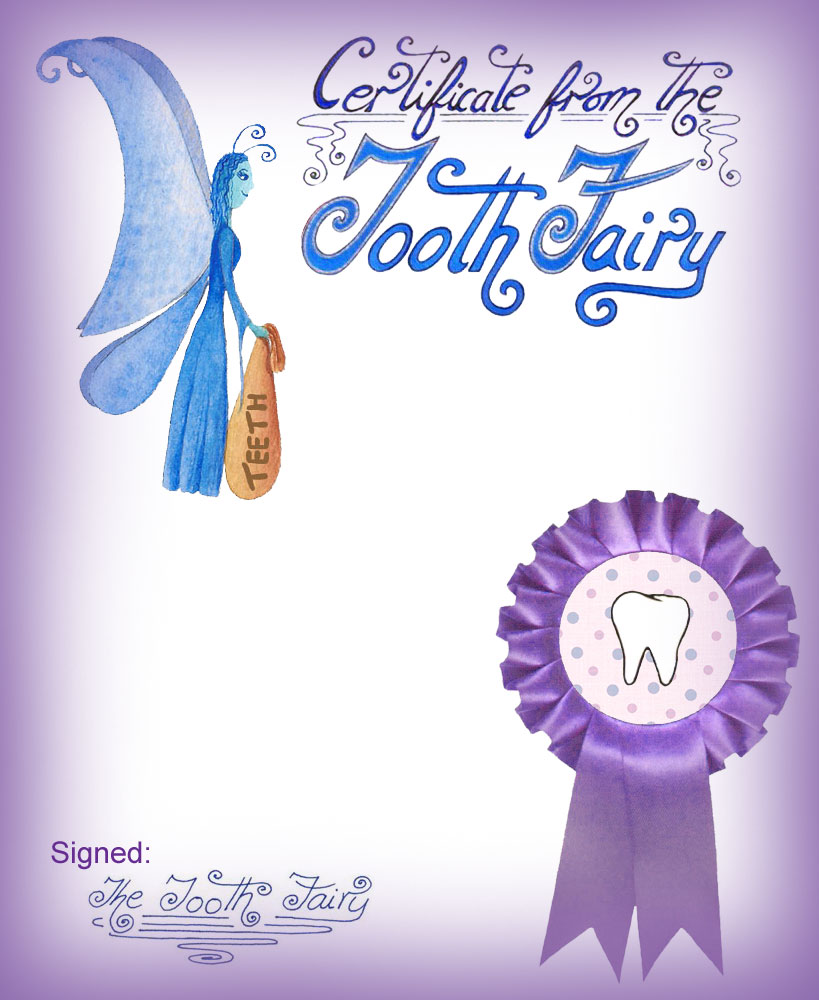 Blank Purple Tooth Fairy Certificate  Rooftop Post Printables With Free Tooth Fairy Certificate Template