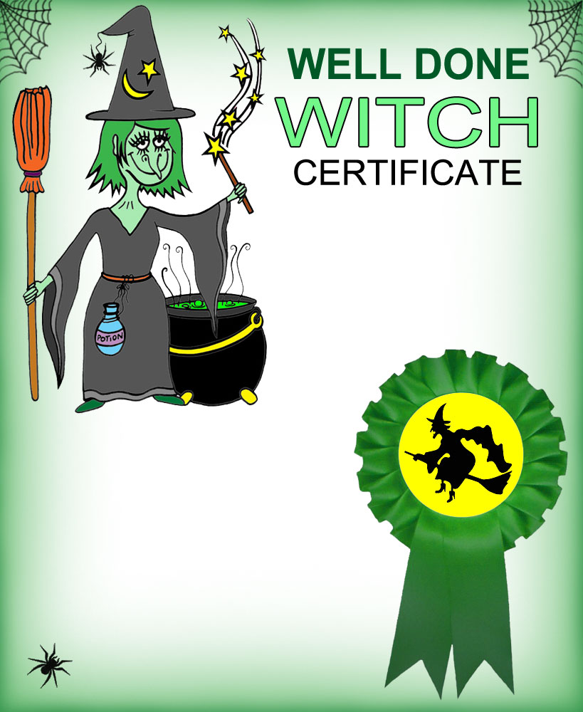 A blank reward certificate for the little witch in your life